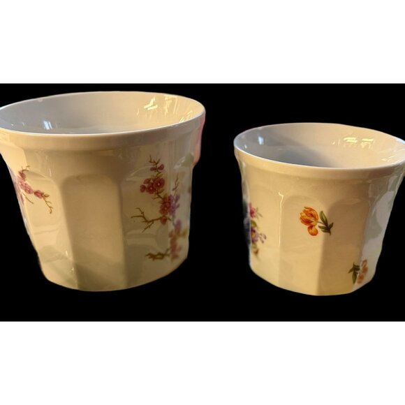 Vintage 2 Piece Set Porcelain Flower Pots / German Democratic Republic - Picture 2 of 5